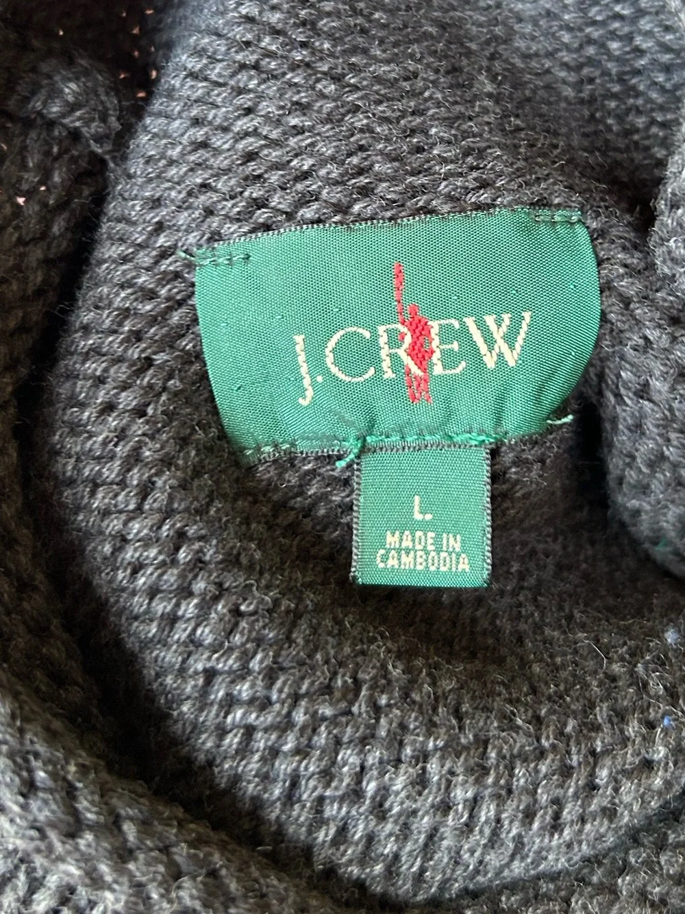 J. Crew 1988 Rollneck sweater in cotton hoop stripe Hthr Black Regal Blue Sz M